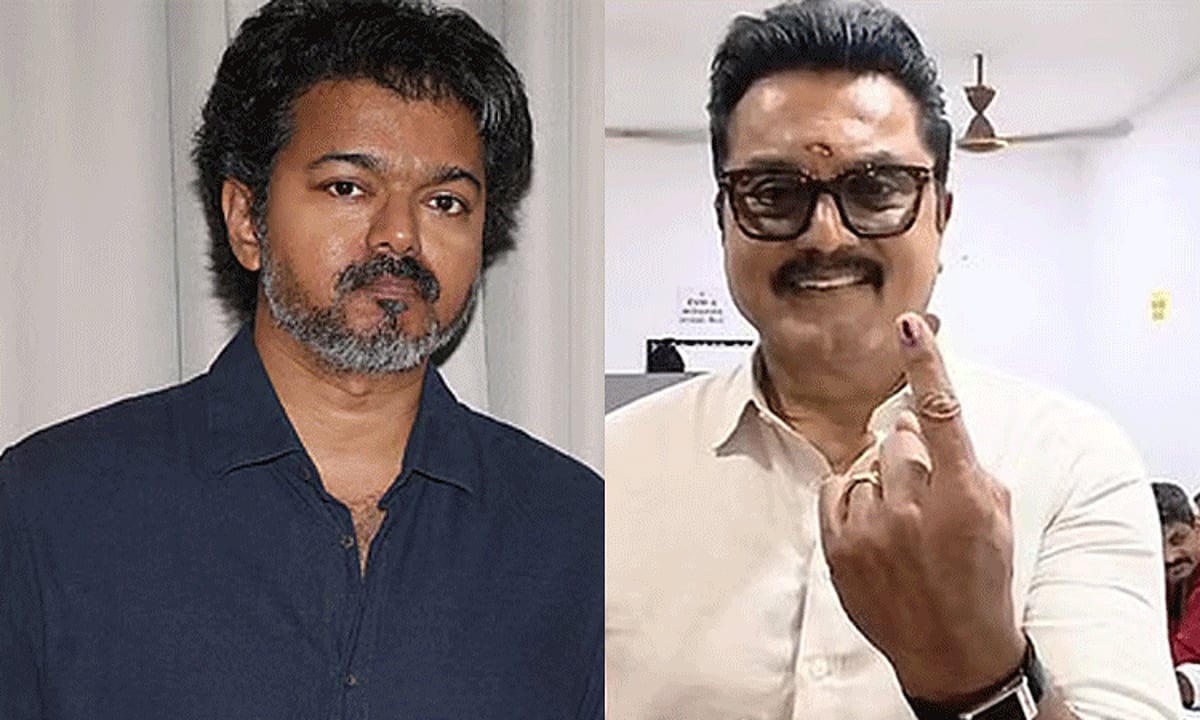 சரத்குமார் வாக்களிப்பு: விஜய் பற்றி பேச மறுத்தார்