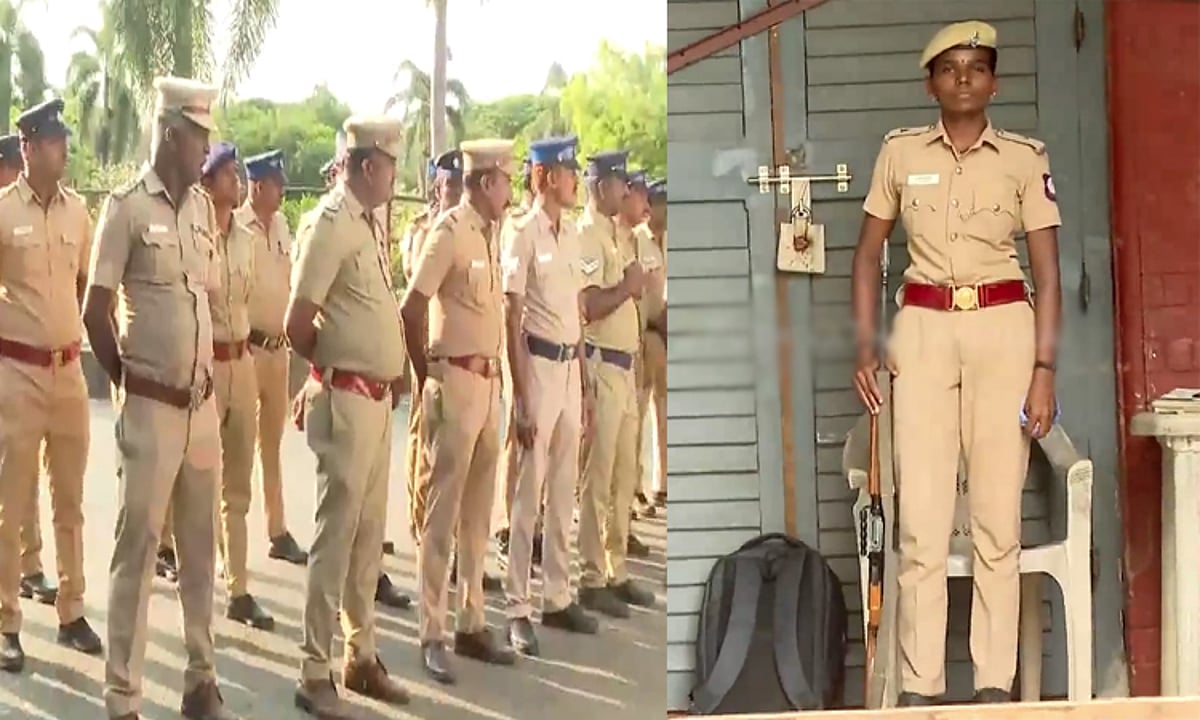 சென்னையில் வாக்கு எண்ணும் மையங்களில் துப்பாக்கி ஏந்திய போலீஸ் பாதுகாப்பு