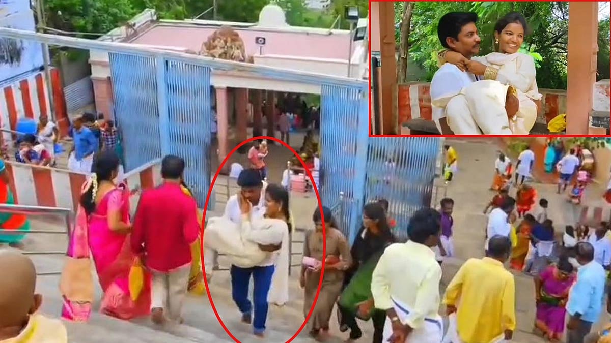 பழனி மலைக்கோவில் படிப்பாதையில் வீடியோ எடுத்த தம்பதியர்: நிர்வாகத்தின் அதிருப்தி