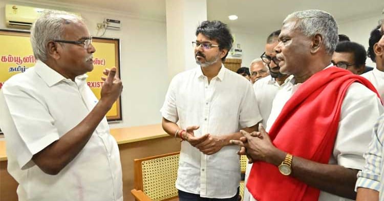 கம்யூனிஸ்ட் தலைவர்களை நேரில் சந்தித்து நன்றி தெரிவித்த விஜய் (Live Update)!